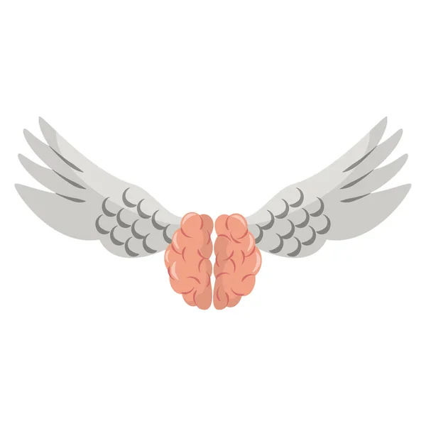 Cerebro con alas símbolo aislado — Vector de stock