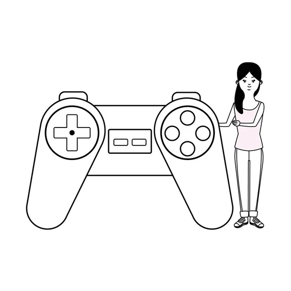 Jeux vidéo et milléniaux en noir et blanc — Image vectorielle