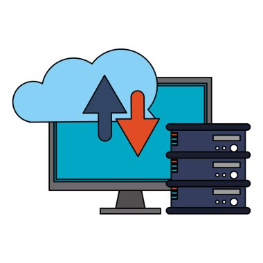Bulut bilgisayar ve teknoloji sembolleri
