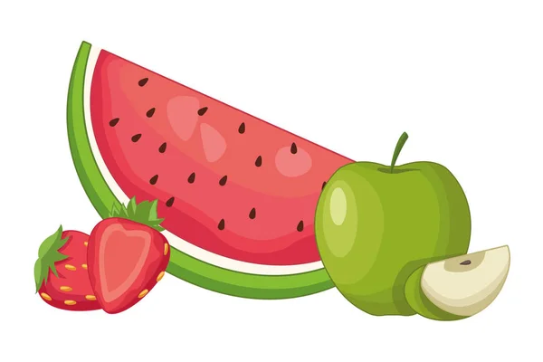 Frutas tropicais frescas e deliciosas — Vetor de Stock