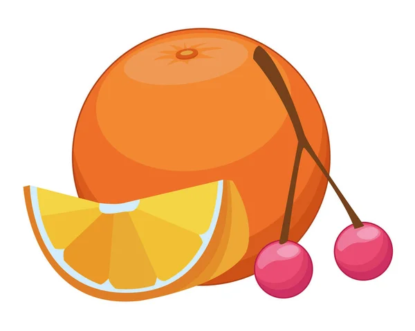 Pomarańcza cytrynowy owoc i wiśnie — Wektor stockowy