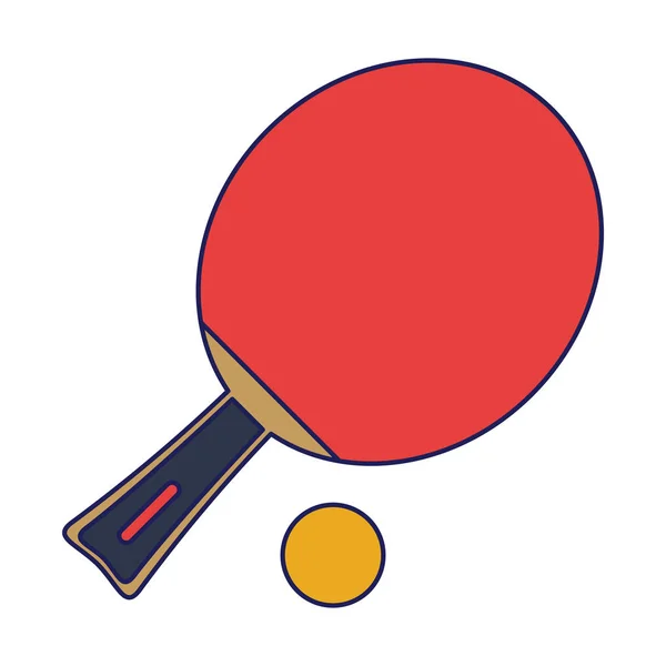 Ping pong racket and ball blue lines — Stock Vector