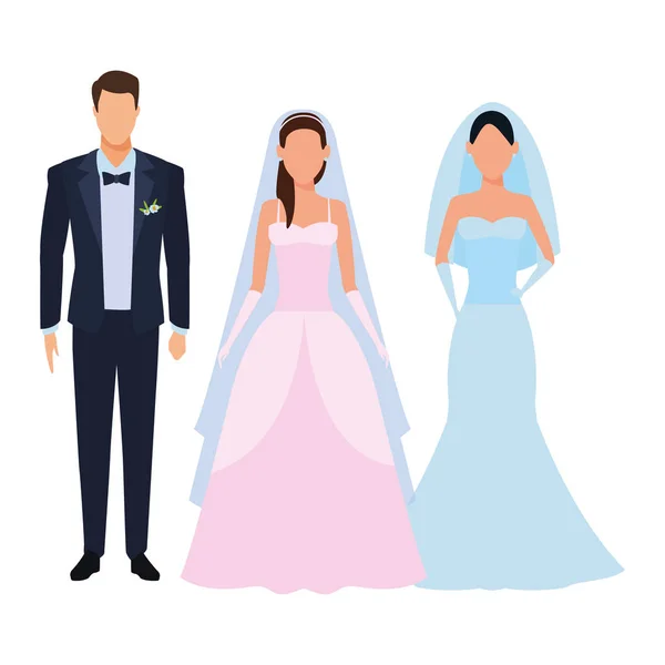 Düğün için giyinmiş insanlar — Stok Vektör
