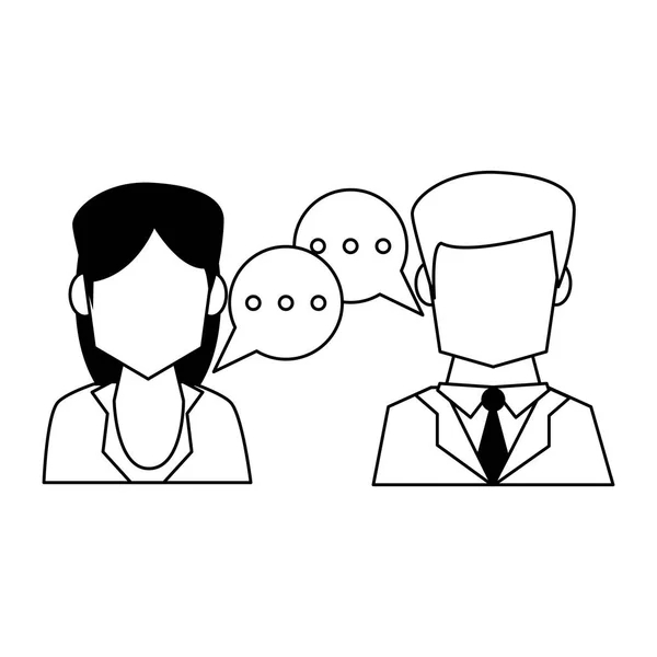 Business coworkers talking in black and white — Stock Vector