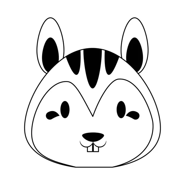 Mignon écureuil animal dessin animé en noir et blanc — Image vectorielle