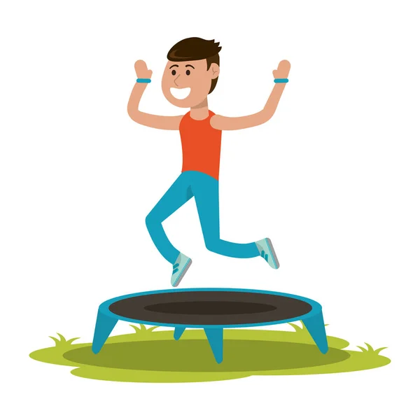 Atleet springen in trampoline — Stockvector