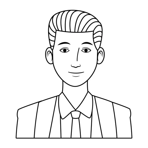 Homme d'affaires avatar personnage de dessin animé noir et blanc — Image vectorielle