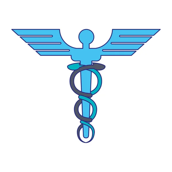 Kanatları ve kılıç mavi çizgilerile Caduceus tıbbi sembolü — Stok Vektör