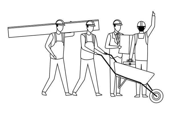 建筑工人用黑白工具 — 图库矢量图片