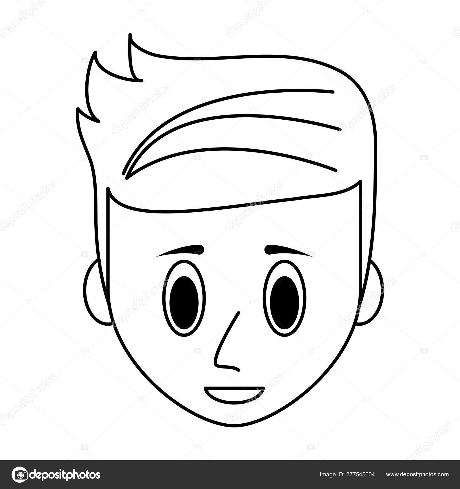 Young man face cartoon in black and white Stock Vector Image by ©jemastock  #277545604