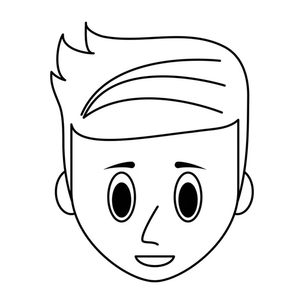 Jovem cara de desenho animado em preto e branco — Vetor de Stock