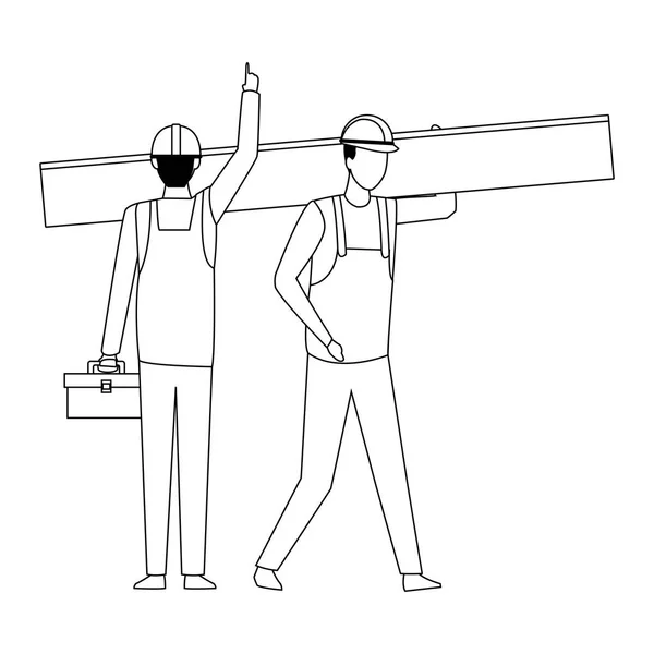 Konstruktion Teamwork avatar i svart och vitt — Stock vektor