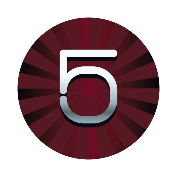 Fem nummer i röd rund symbol — Stock vektor