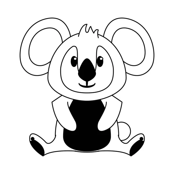 Коала дикие милые животные мультфильм в черно-белом — стоковый вектор