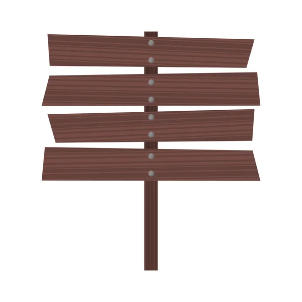 Ícone de sinal de madeira desenhos animados isolados — Vetor de Stock