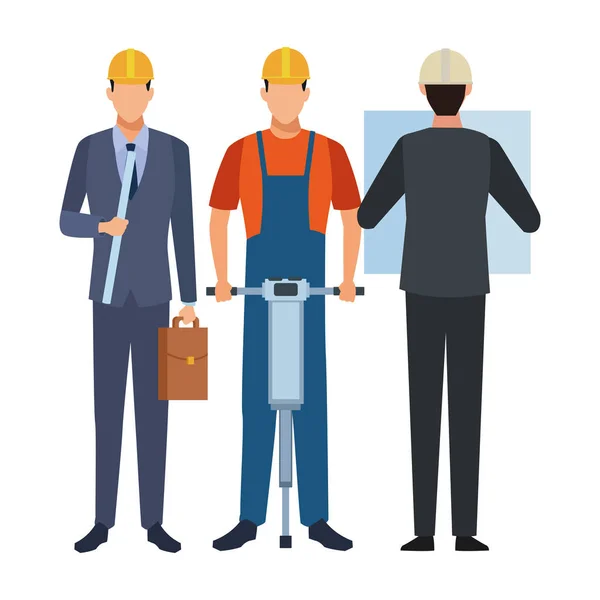 Werknemers hulpmiddelen van de werknemers van de bouw — Stockvector