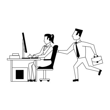 iş adamları avatarlar siyah beyaz çizgi film karakterleri