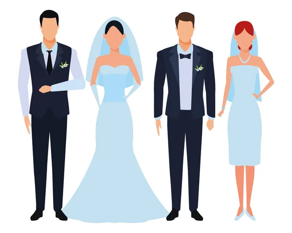 Mensen gekleed voor bruiloft — Stockvector