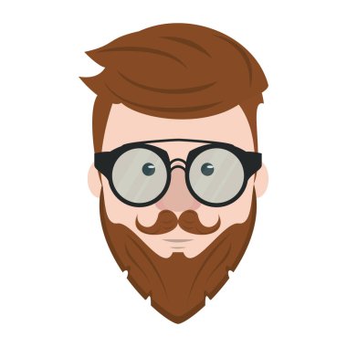 Hipster adam yüz karikatür vektör illüstrasyon