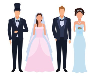 düğün için giyinmiş insanlar