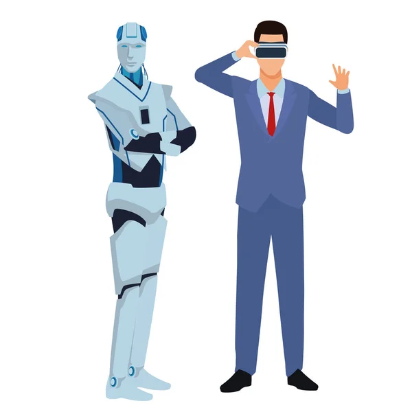 Το ρομπότ humanoid και επιχειρηματίας — Διανυσματικό Αρχείο