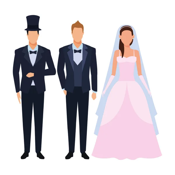 結婚式の服を着た人々 — ストックベクタ