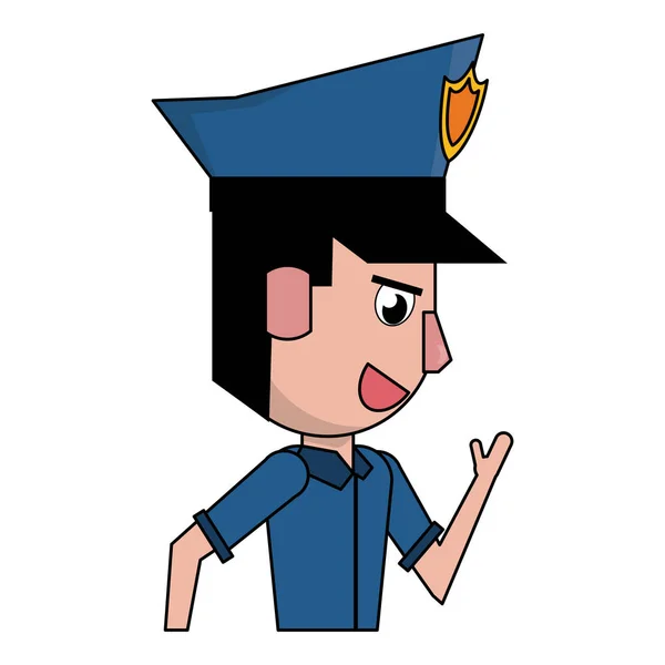 Policía perfil de dibujos animados colorido — Archivo Imágenes Vectoriales