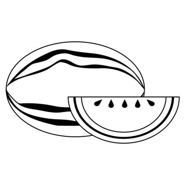 Siyah beyaz karpuz taze meyve karikatür