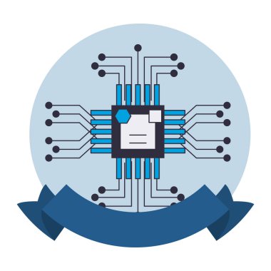 Mikroçip teknolojisi sembolü yuvarlak amblem
