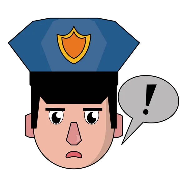 Polis yüz karikatür renkli — Stok Vektör