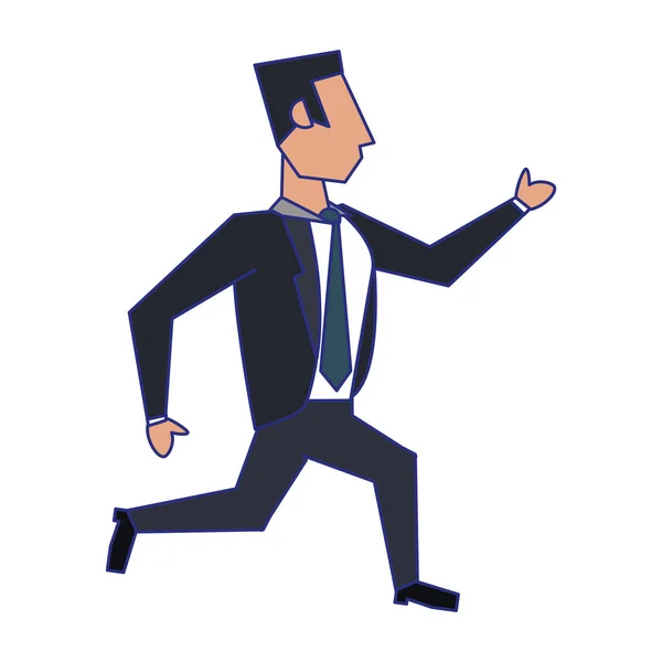 Hombre de negocios avatar icono dibujos animados líneas azules — Vector de stock