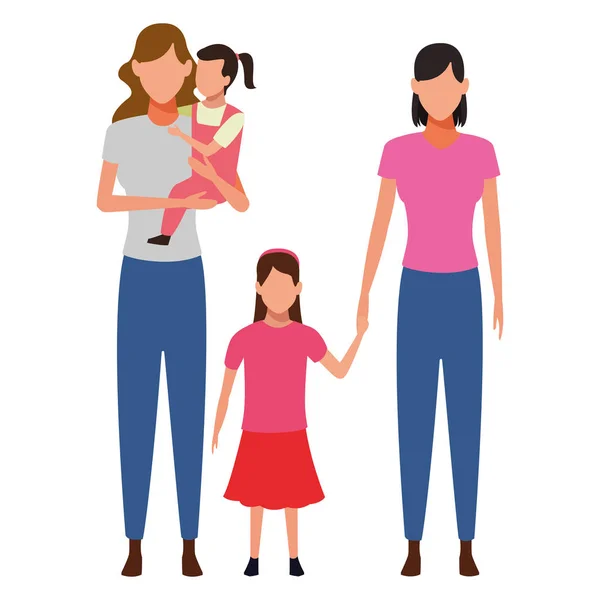Женщины с детьми аватар персонаж мультфильма — стоковый вектор