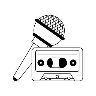 Müzik ve stüdyo ekipmanları siyah beyaz