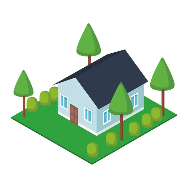 House with garden isometric — Stock Vector