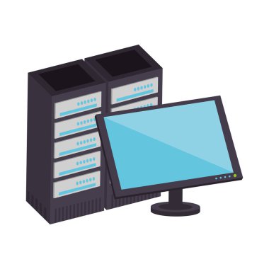 Bilgisayar monitörü ve sunucuveritabanı