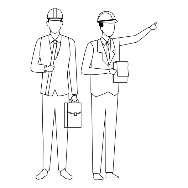 Avatar de travail d'équipe de construction en noir et blanc — Image vectorielle
