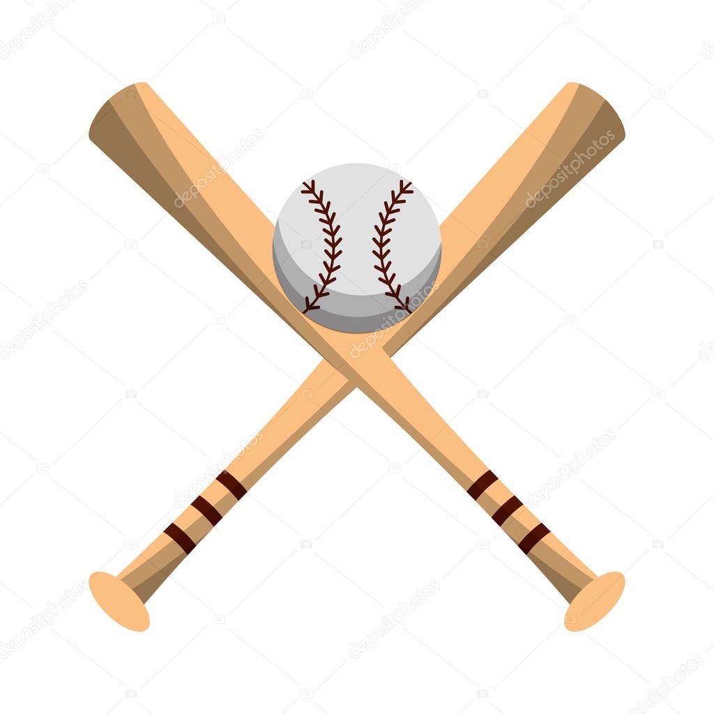 Baseball bats crossed with ball symbol