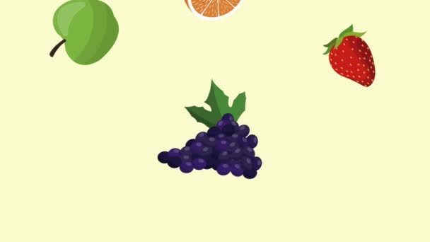 Früchte Muster Hintergrund hd Animation — Stockvideo