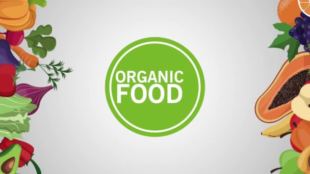 Koncepce organických potravin HD animace — Stock video