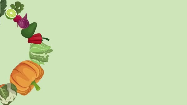 Organic and fresh vegetables HD animation — Stock Video