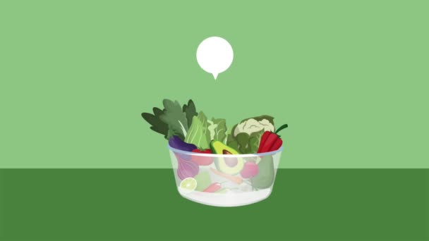 ボウルHdアニメーションで新鮮な野菜 — ストック動画