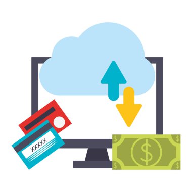 Online iş ve para sembolleri