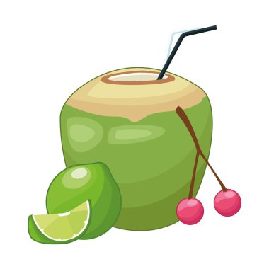 Kiraz ve limon ile Hindistan cevizi kokteyli