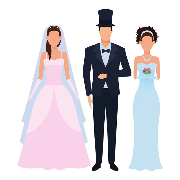 Personnes habillées pour le mariage — Image vectorielle
