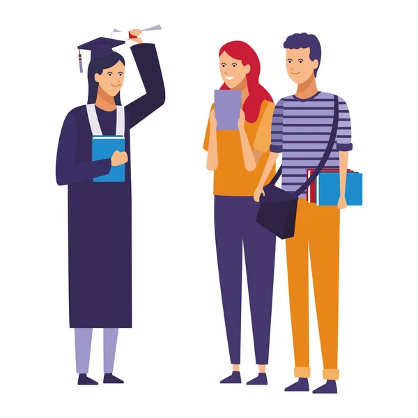 Estudiante graduación de dibujos animados — Vector de stock