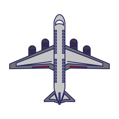 Jet uçak uçak topview sembolü mavi çizgiler