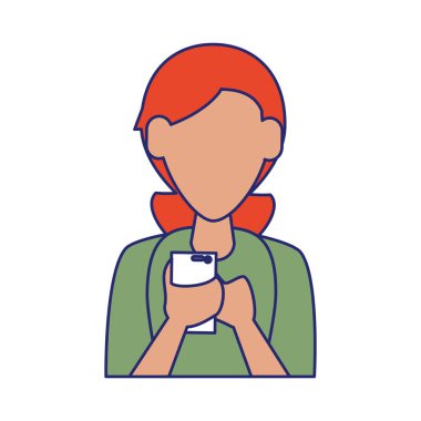 cep telefonu mavi çizgileri kullanan kadın