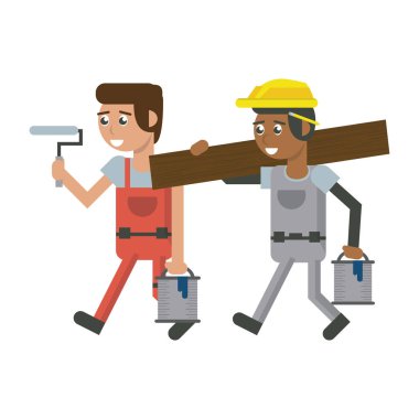 Constuction workers geometrik karikatürler