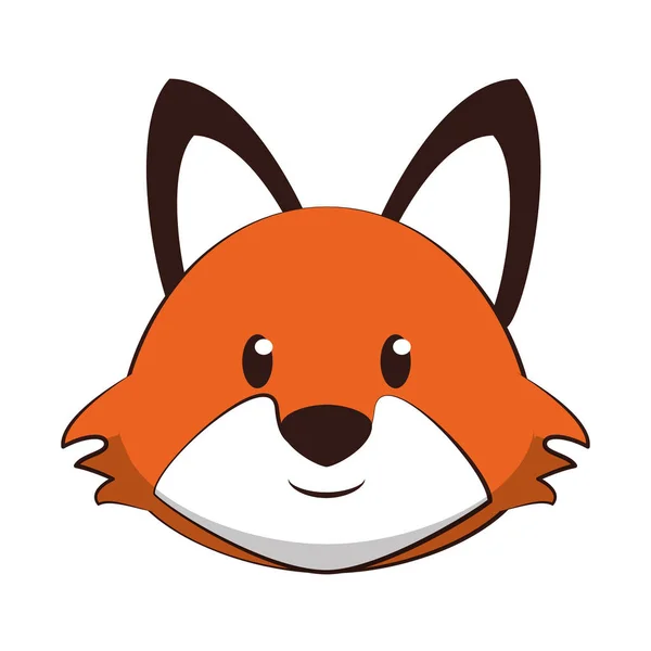 Fox cabeza fauna lindo animal de dibujos animados — Vector de stock