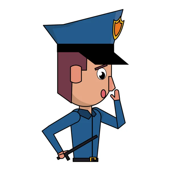 Policía perfil de dibujos animados colorido — Vector de stock